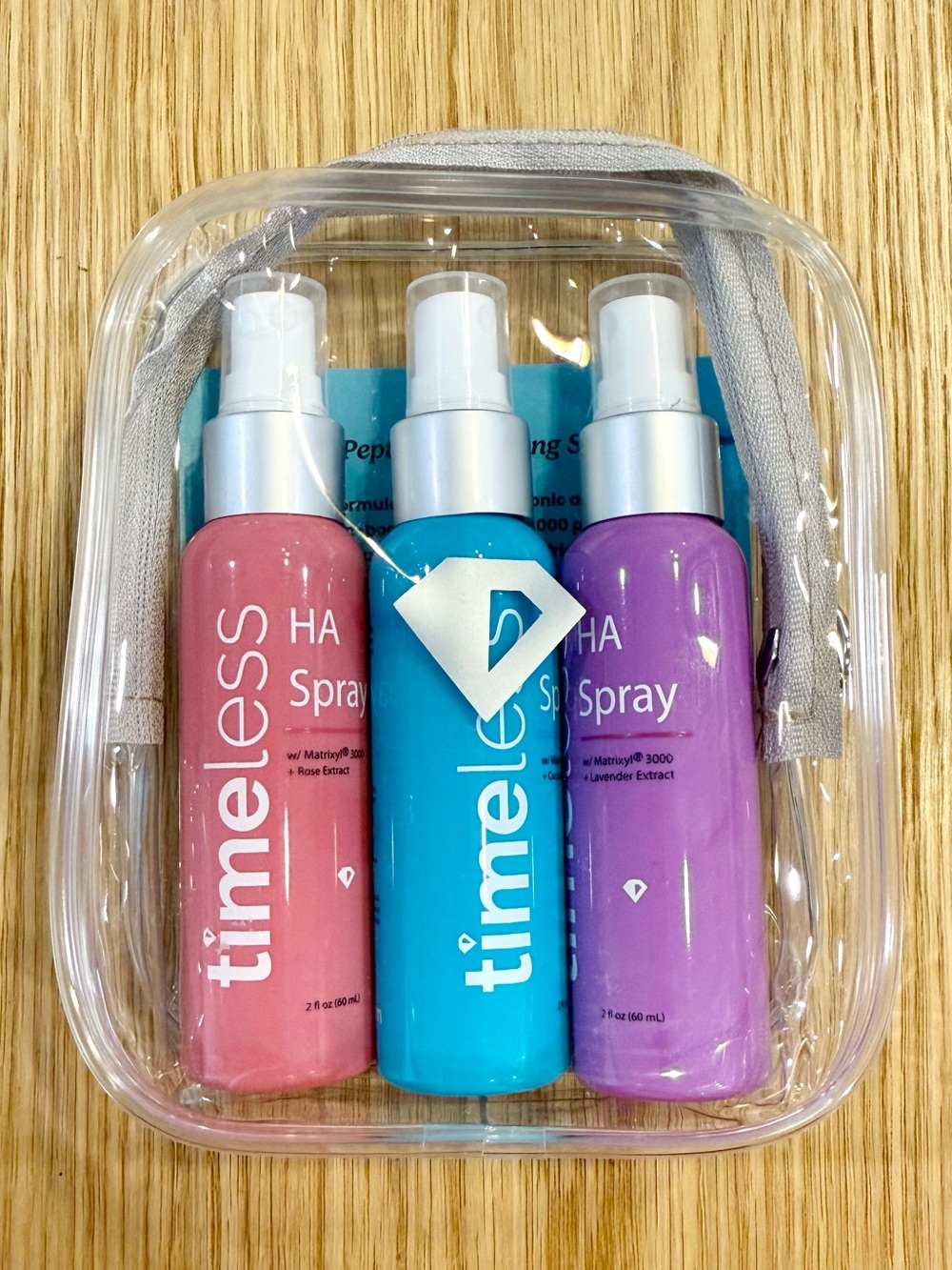 Timeless Mini Peptide Hydrating Spray Set (3) — HA + Matrixyl 3000, New/Sealed
